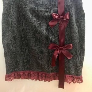 Unique Handmade Redesigned Skirt with Burgundy Lace & Ribbon (SOLD OUT)